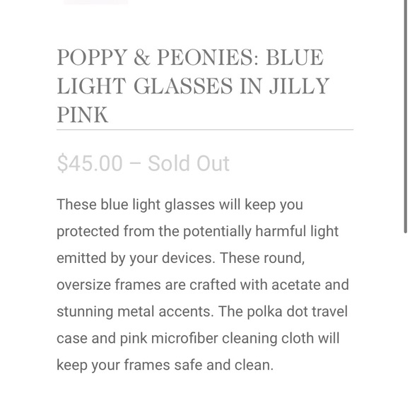 Jillian Harris Poppy & Peonies Blue Light Glasses - Picture 4 of 9